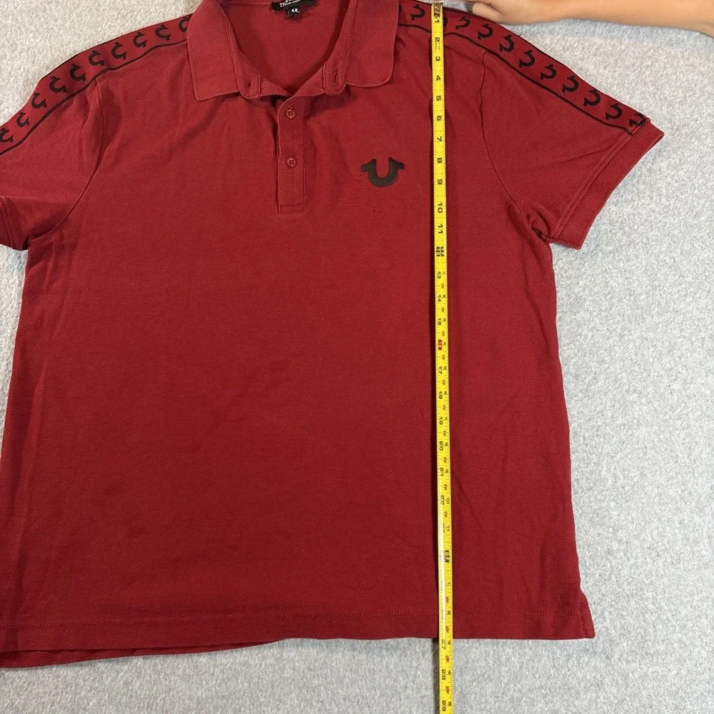 True Religion Men's Red Polo Shirt Short Sleeve Sz L Fair Condition